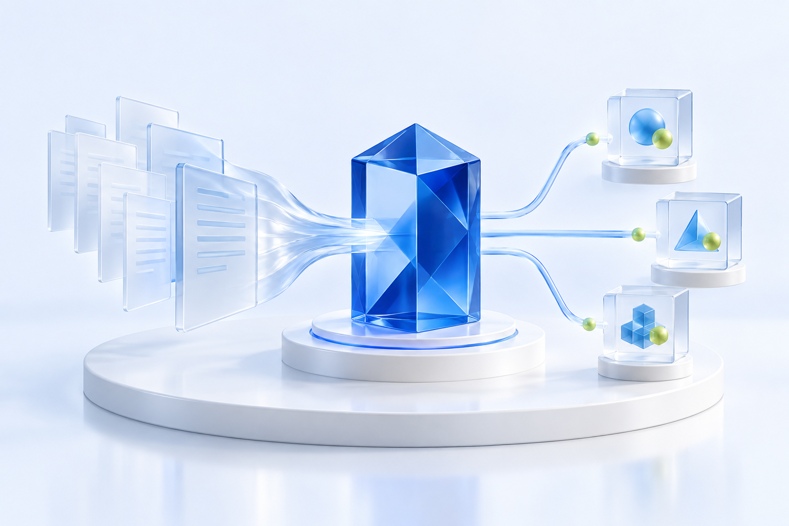 企业知识与 AI 助手协作概念示意图